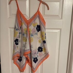 Orange Asymmetrical Scoop Neck Camisole